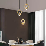Round Crystal Pendant Light with Copper Finish - 1 or 3 Light