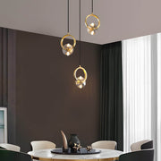Round Crystal Pendant Light with Copper Finish - 1 or 3 Light