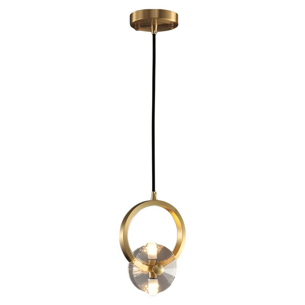 Round Crystal Pendant Light with Copper Finish - 1 or 3 Light