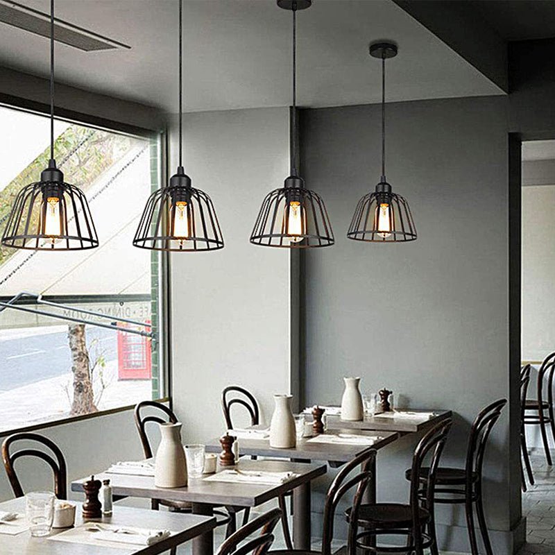 Black Iron Cage Pendant Light - Industrial Modern Chandelier
