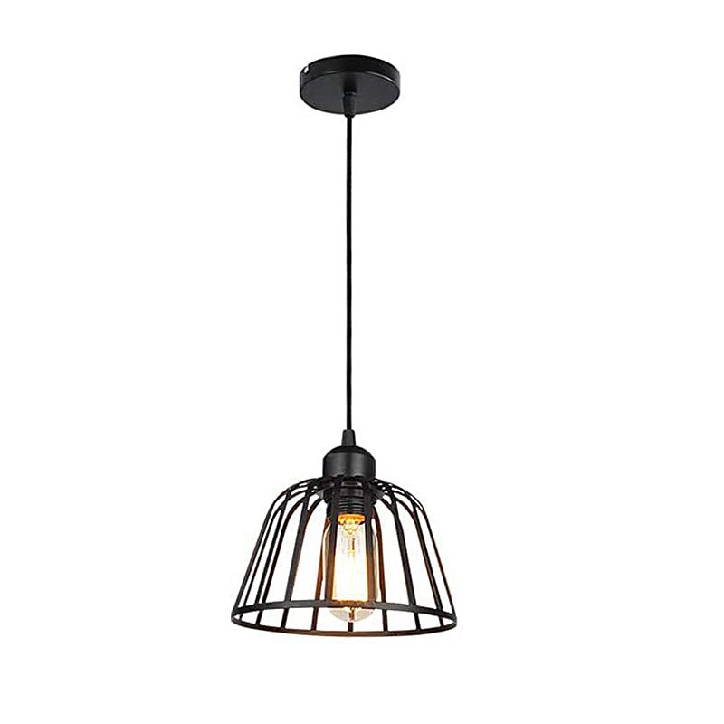 Black Iron Cage Pendant Light - Industrial Modern Chandelier