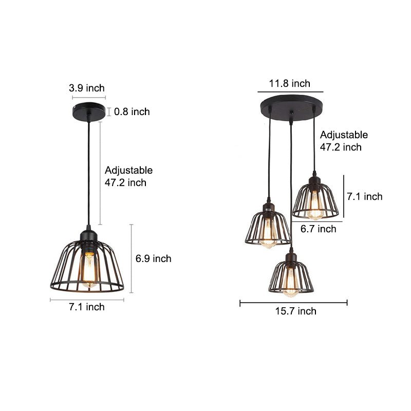 Black Iron Cage Pendant Light - Industrial Modern Chandelier
