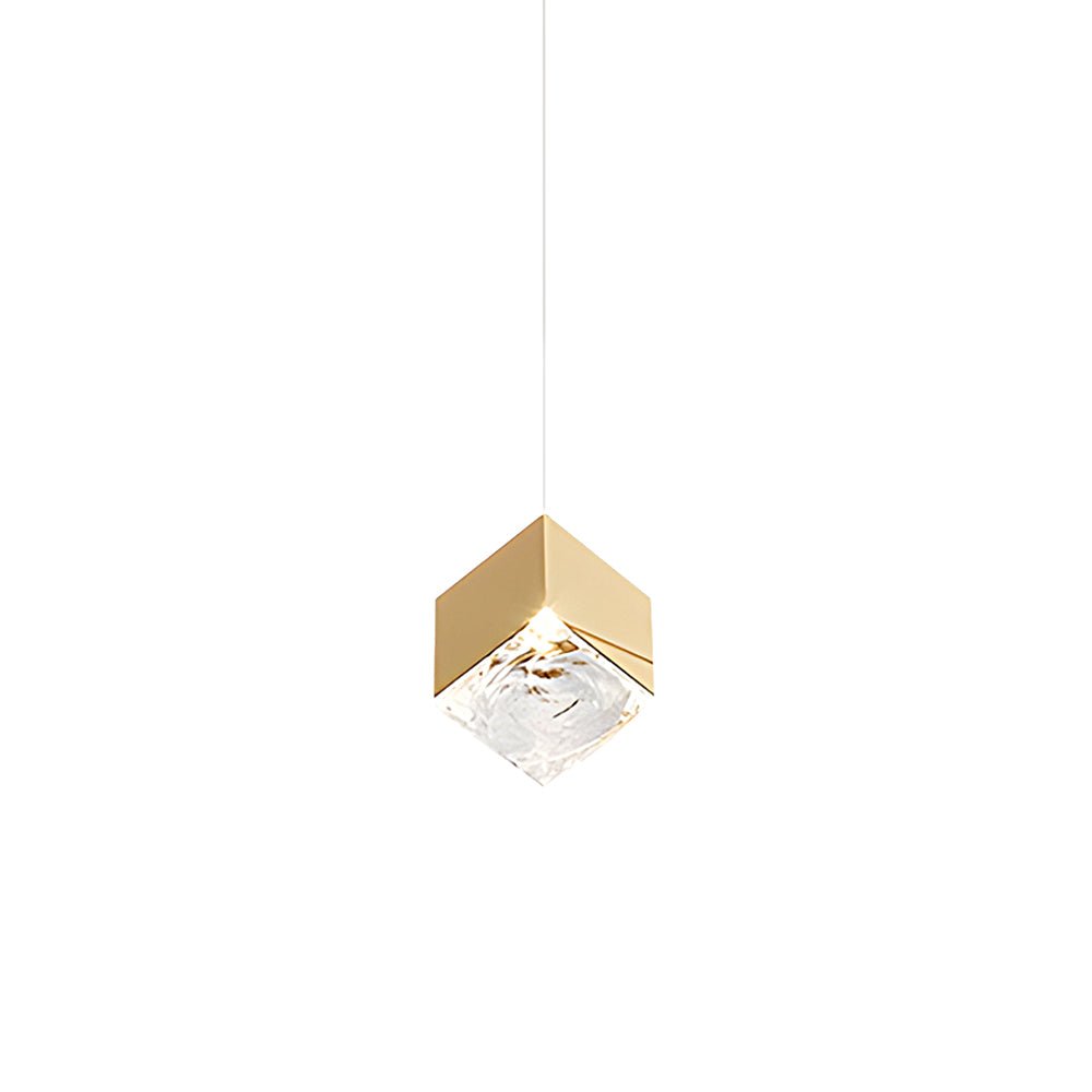 Modern Glass Cube Staircase Chandelier in Gold or Chrome Finish