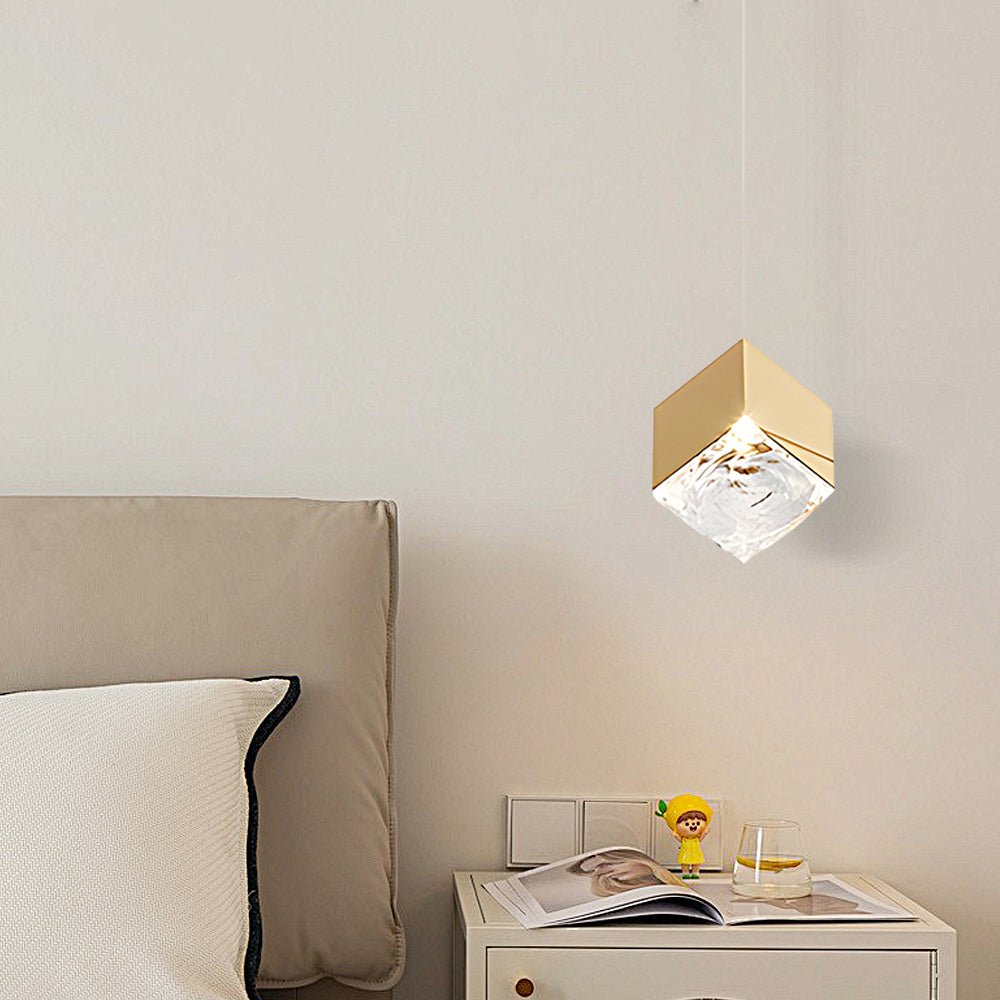 Modern Glass Cube Staircase Chandelier in Gold or Chrome Finish