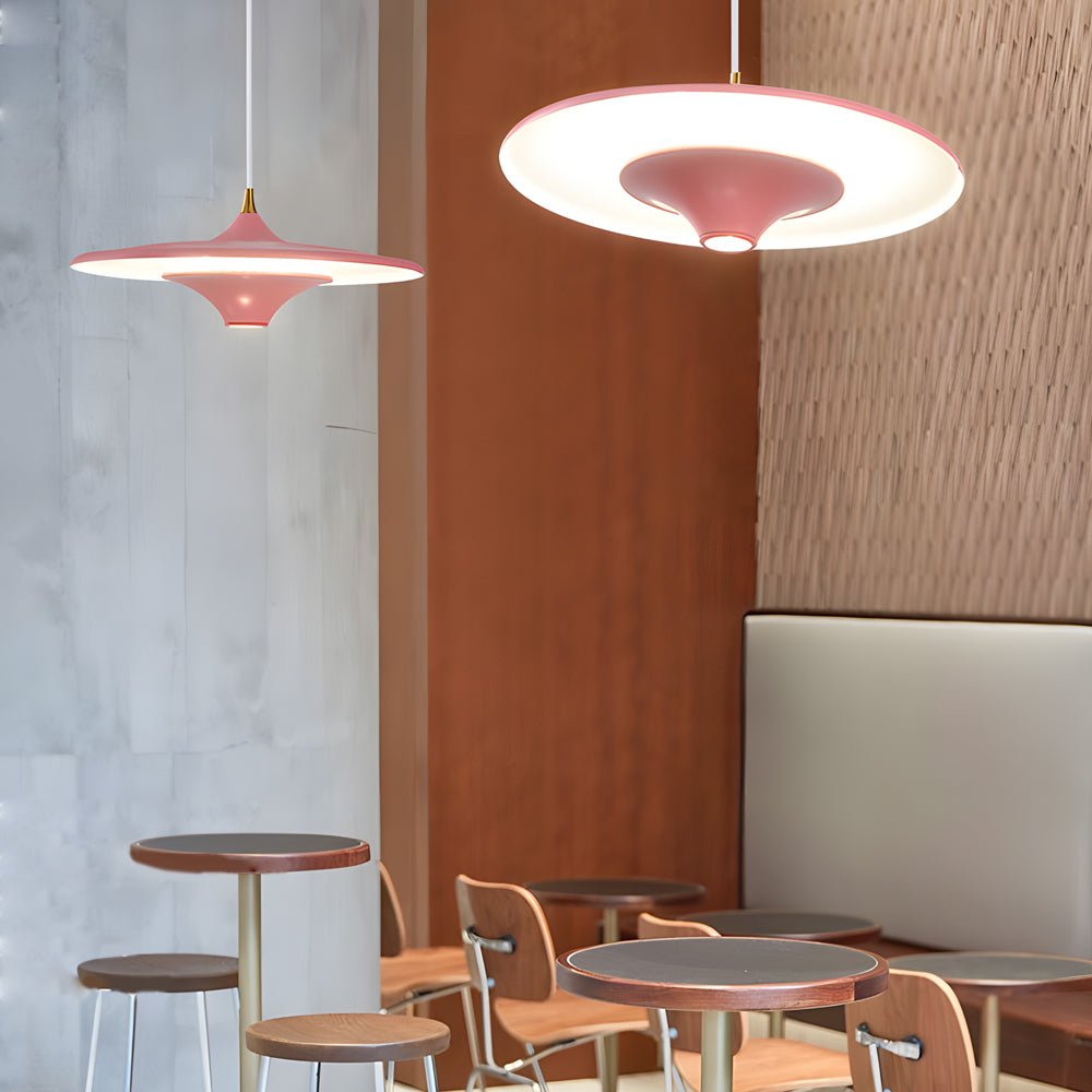 UFO Pendant Light Metal Spaceship Design LED 13.8" Modern Minimal