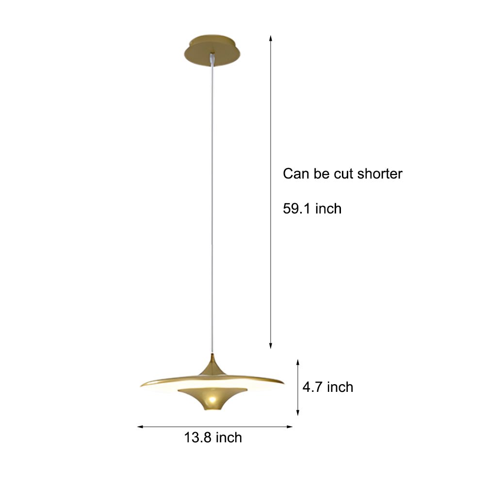 UFO Pendant Light Metal Spaceship Design LED 13.8" Modern Minimal