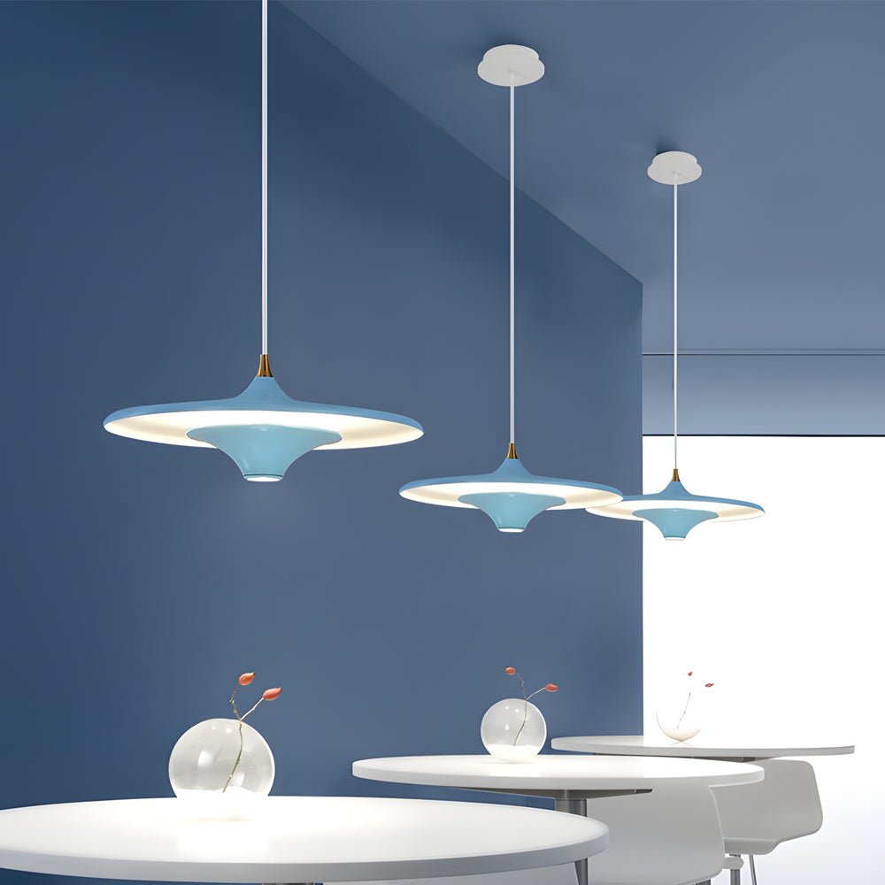 UFO Pendant Light Metal Spaceship Design LED 13.8" Modern Minimal