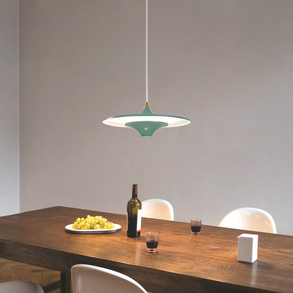 UFO Pendant Light Metal Spaceship Design LED 13.8" Modern Minimal