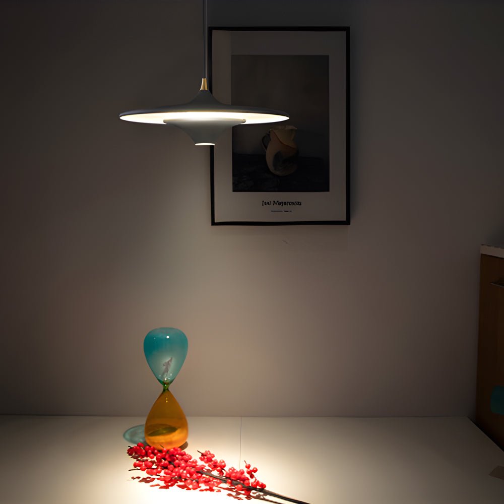 UFO Pendant Light Metal Spaceship Design LED 13.8" Modern Minimal