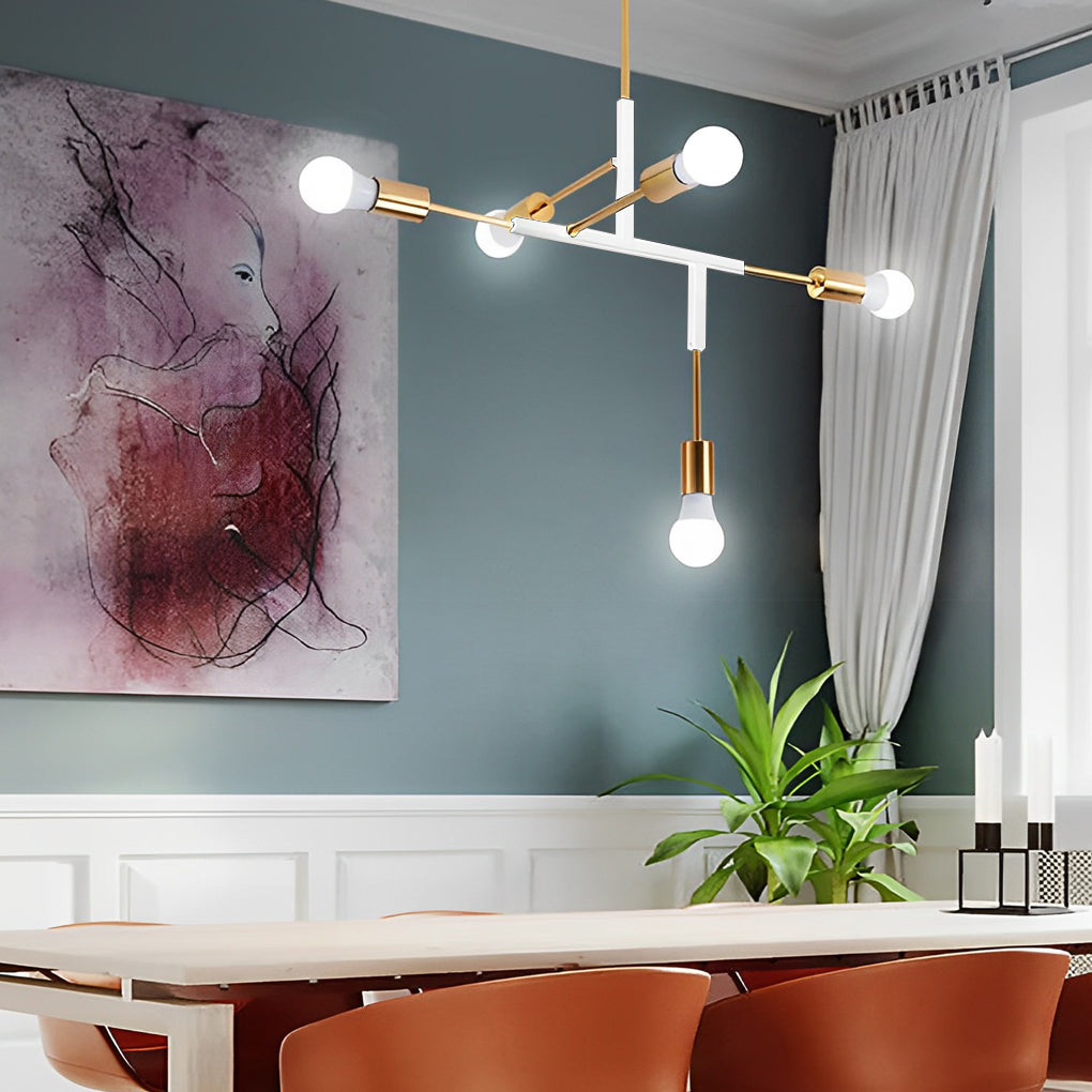 5-Light Branch Modern Chandelier – Electroplated Iron Ceiling Light