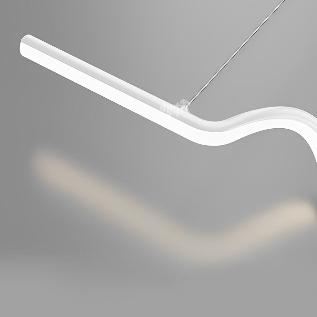 Modern Wavy LED Pendant Light with Stepless Dimming & Remote