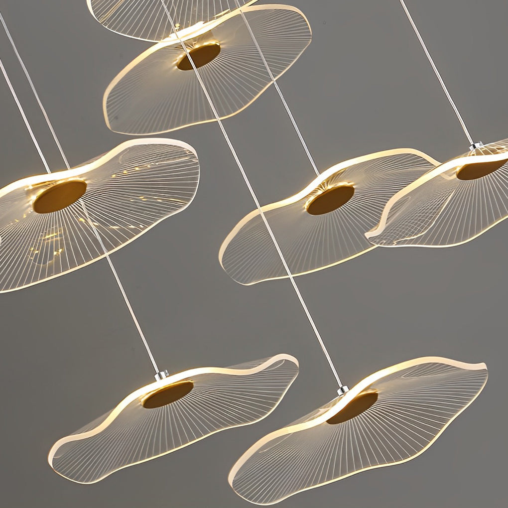 Acrylic Lotus Leaf LED Staircase Chandelier - Modern Long Drop