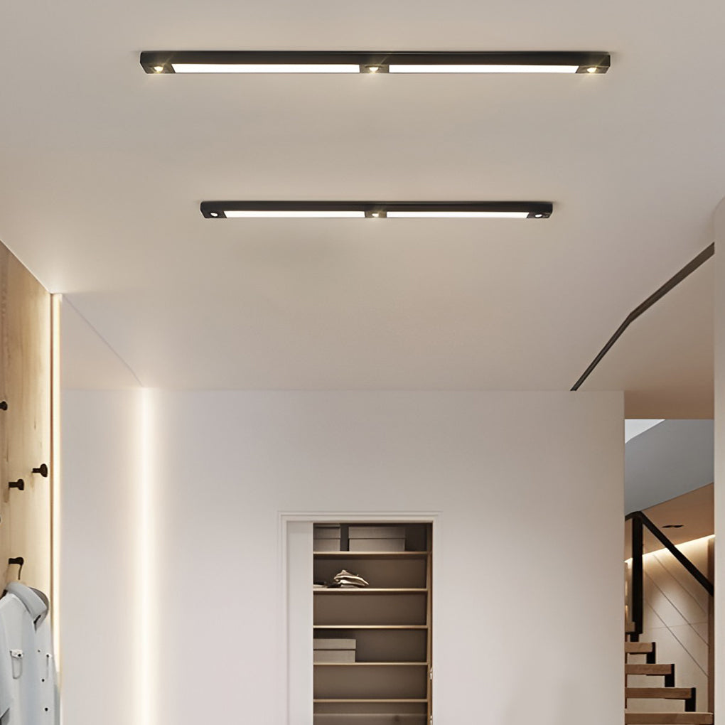 Linear LED Black Ceiling Light with Adjustable Spotlights