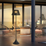 Modern Mesh Solar Outdoor Floor Lamp - Stainless Steel