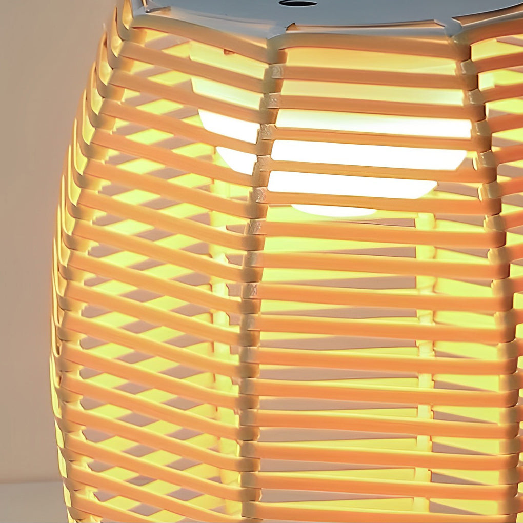 Portable Rattan Solar Lantern Waterproof LED Outdoor Floor Lamp