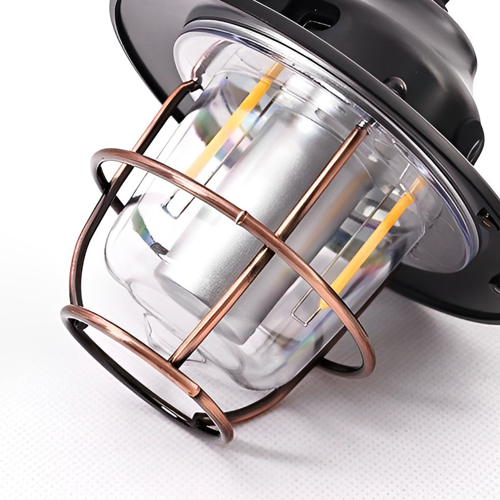 Retro LED Rechargeable Outdoor Camping Lantern with USB Charging