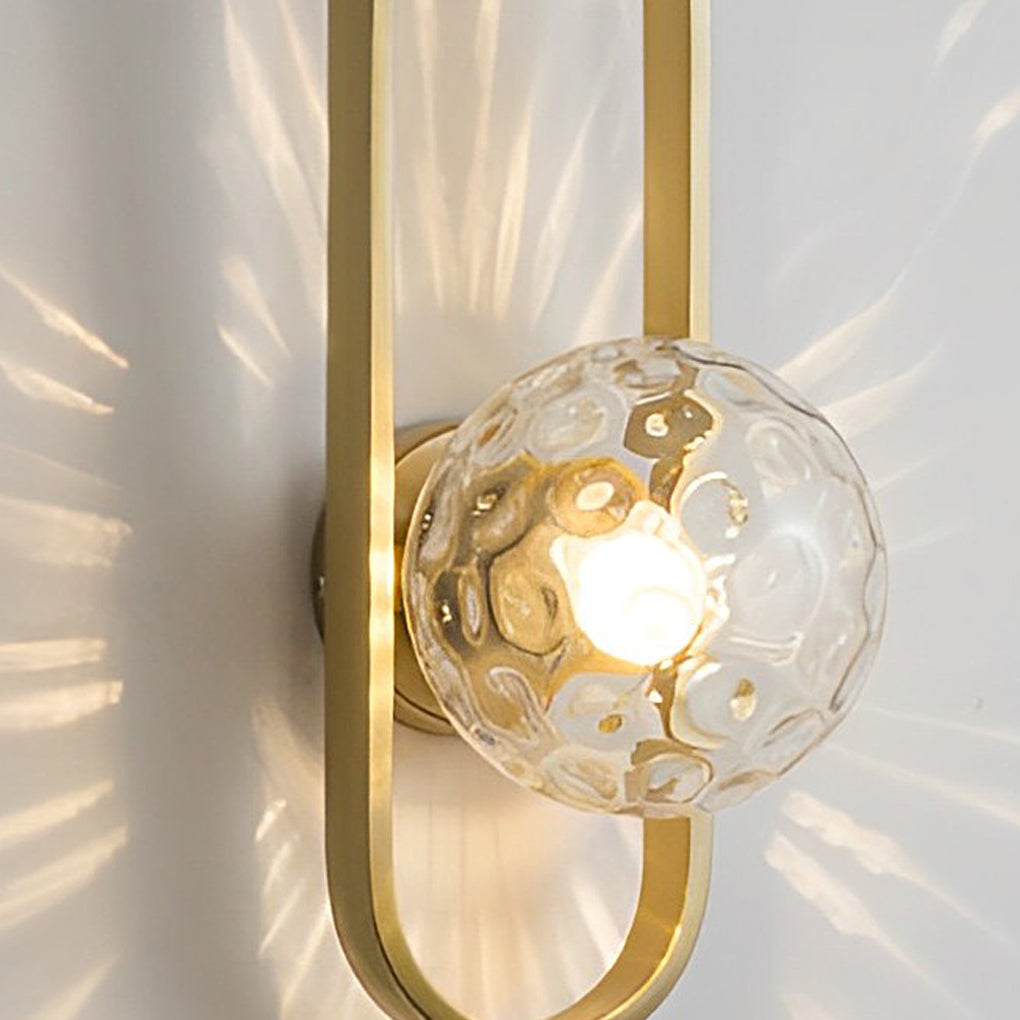 Modern Glass Shade Wall Sconce – Elliptical Iron Frame Design