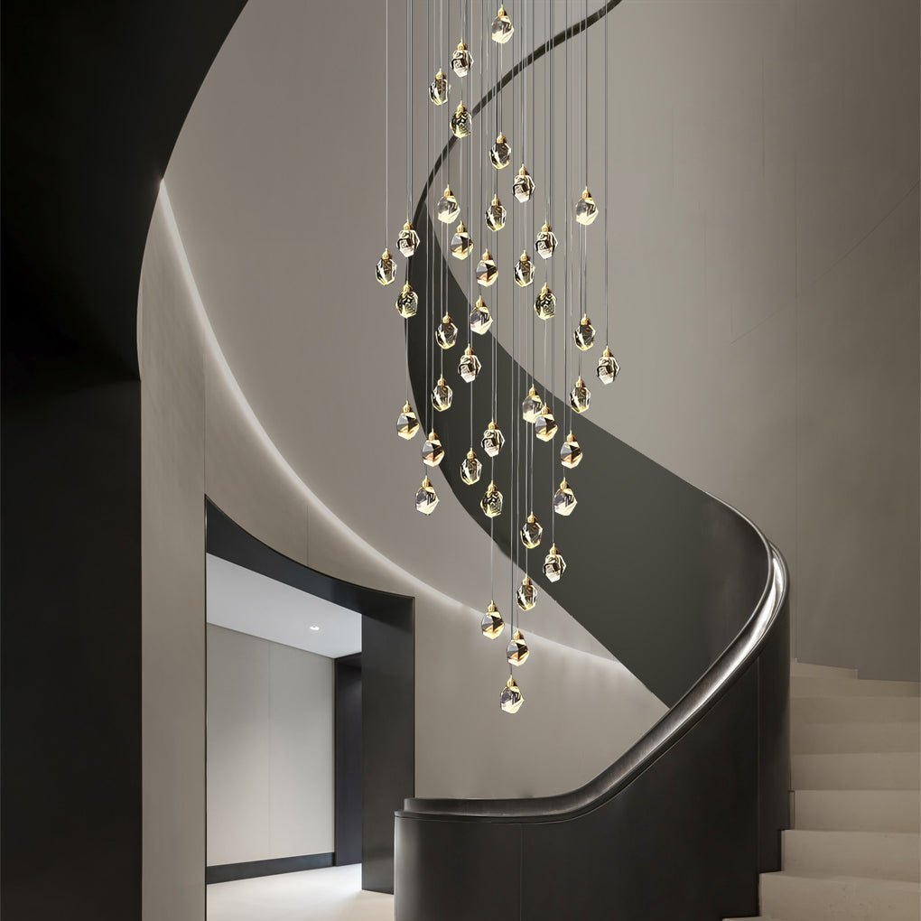 Spiral Crystal Staircase Chandelier Modern Electroplated Gold