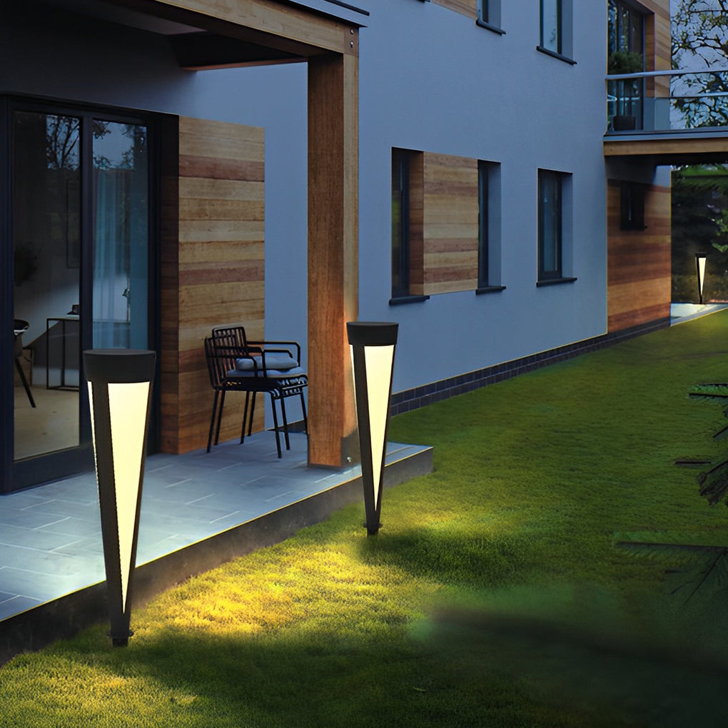 Modern Gray Solar LED Lawn Light Waterproof Aluminum Outdoor