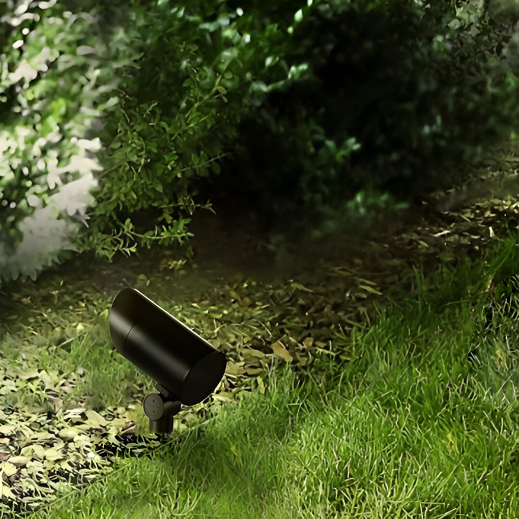 Modern Black Aluminum LED Outdoor Spotlight for Lawns & Gardens