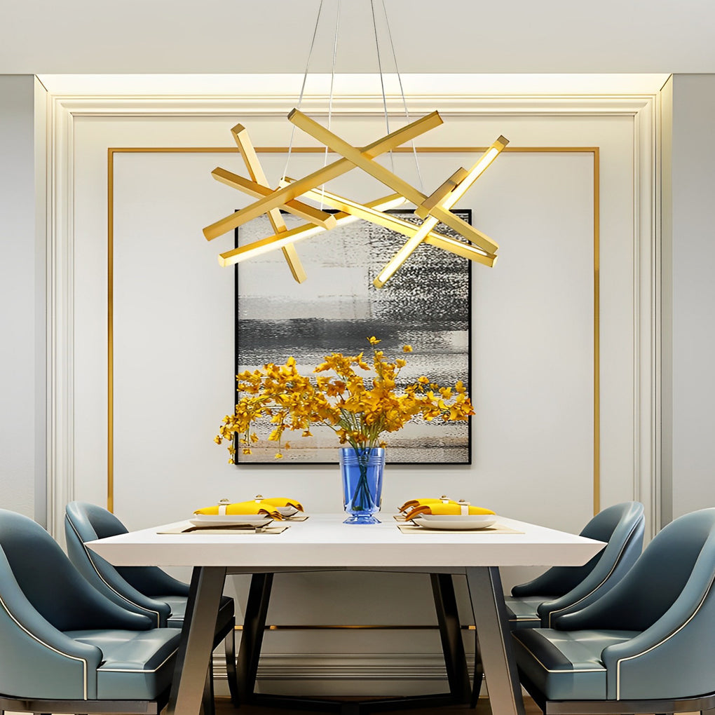 8-Light Modern Sputnik Chandelier with LED Ambient Lighting