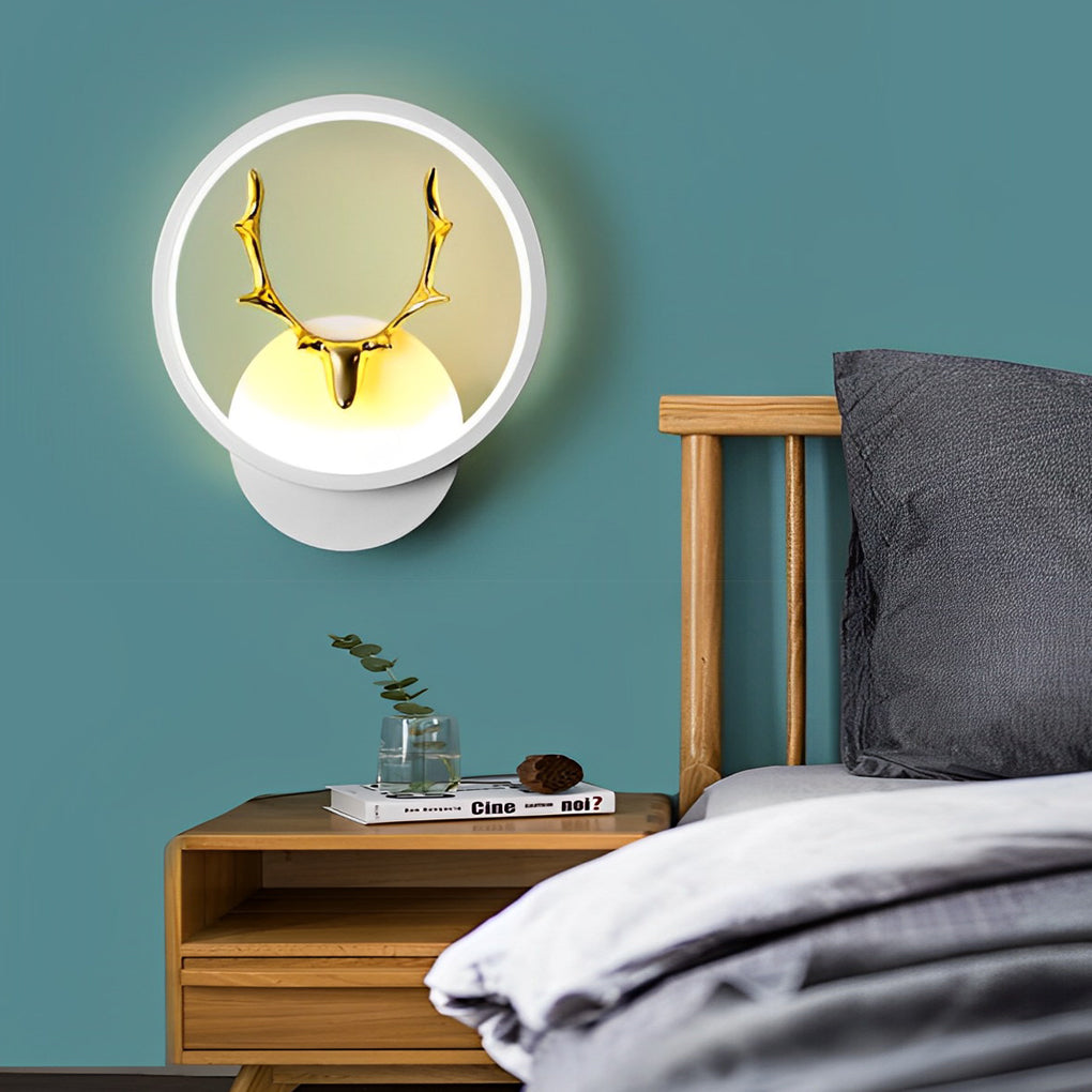 Modern Antler Wall Sconce LED Bedside Lamp Iron Aluminum