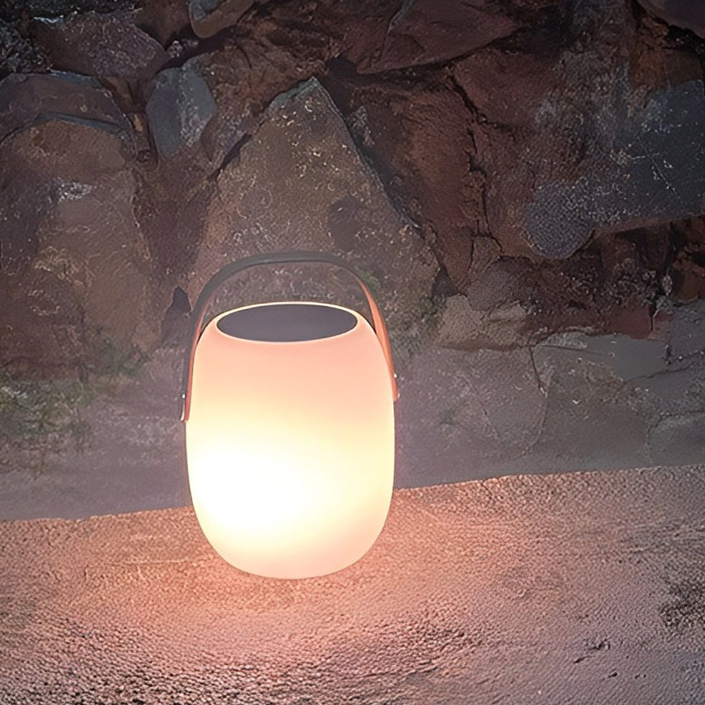 Solar LED Outdoor Lantern with Wood Grain Finish & Portable Handle