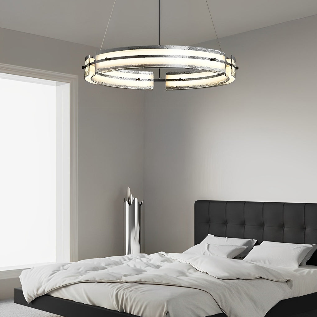 Modern LED Ring Chandelier with Stepless Dimming & Remote Control