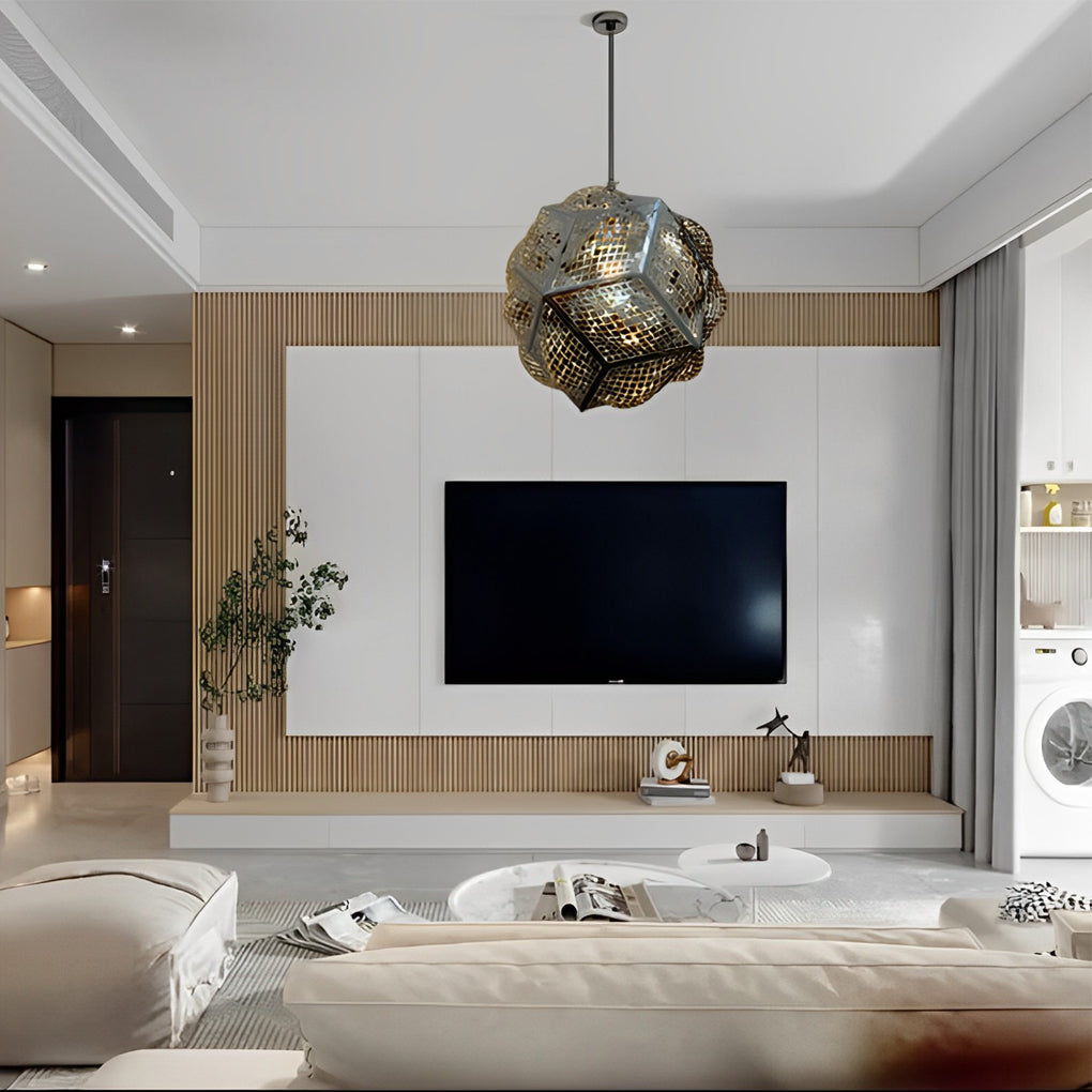 3D Geometric Stainless Steel Pendant Light - Modern Spherical Design