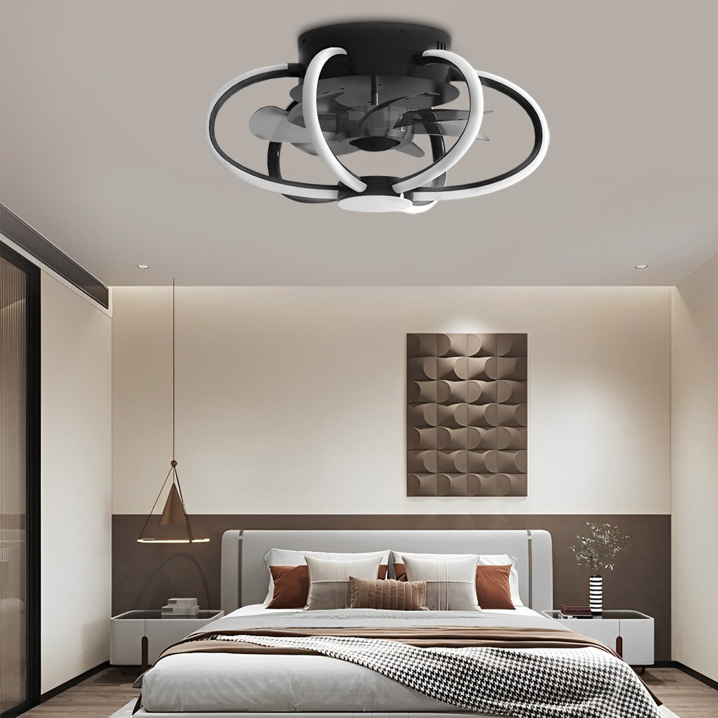 Floral Bladeless Ceiling Fan Light with Dimmable LED
