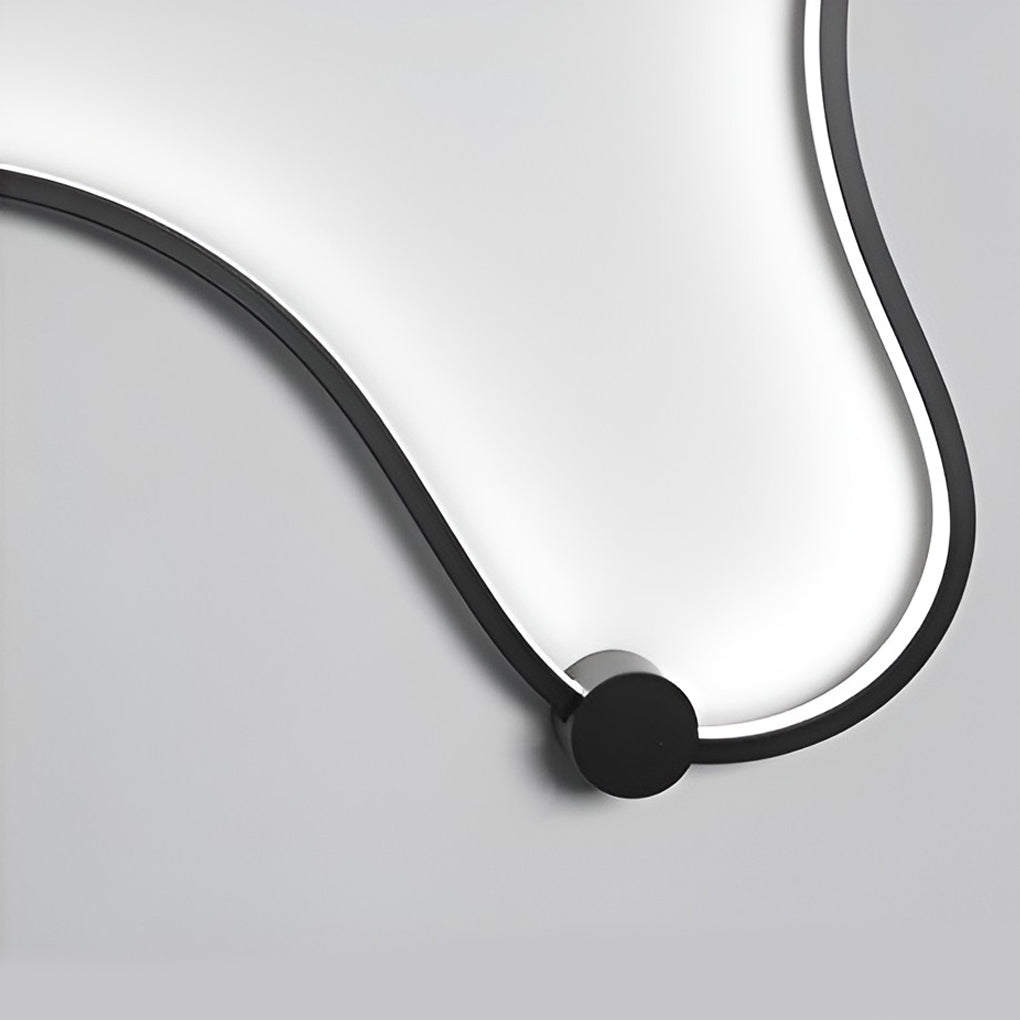Curved Linear LED Wall Sconce - Modern Black Metal Wall Light