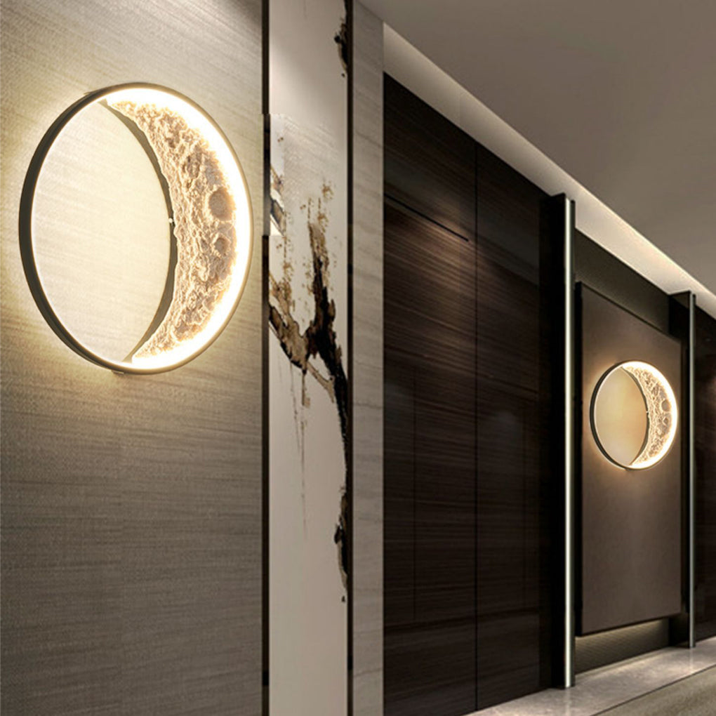 Art Deco Moon Crescent LED Outdoor Wall Light