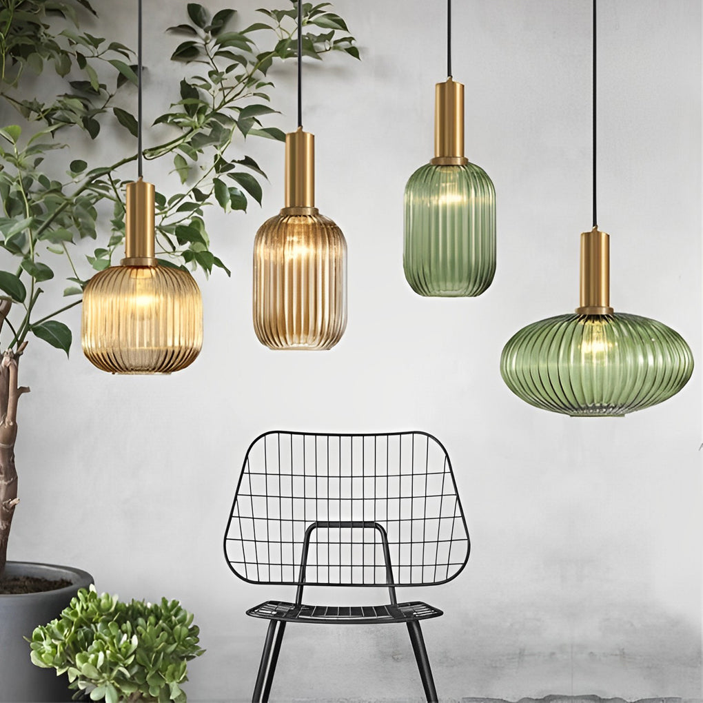 Modern Glass Lantern Pendant Light - Nordic LED Chandelier