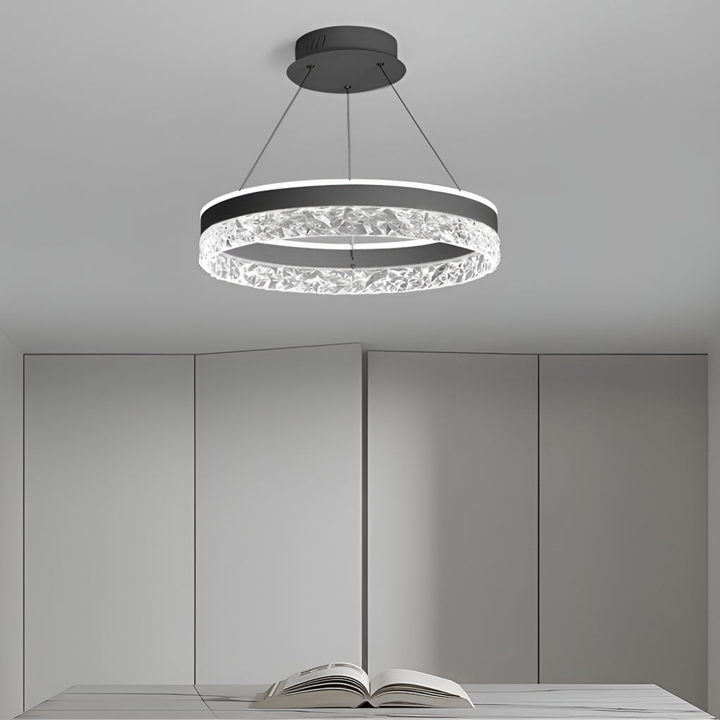Modern Circular Ring LED Chandelier with Three-Step Dimming