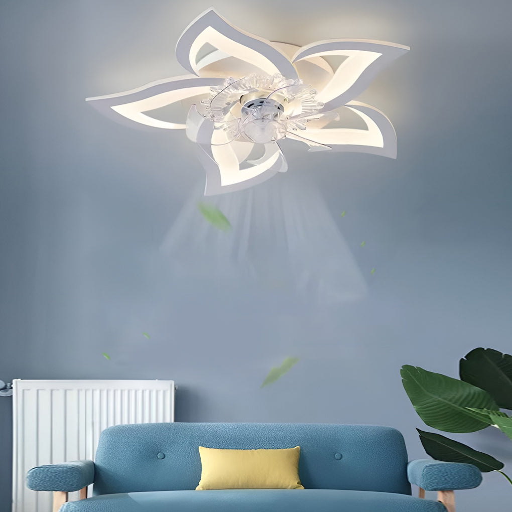 Modern Flower Ceiling Fan with LED Light & 3-Step Dimming