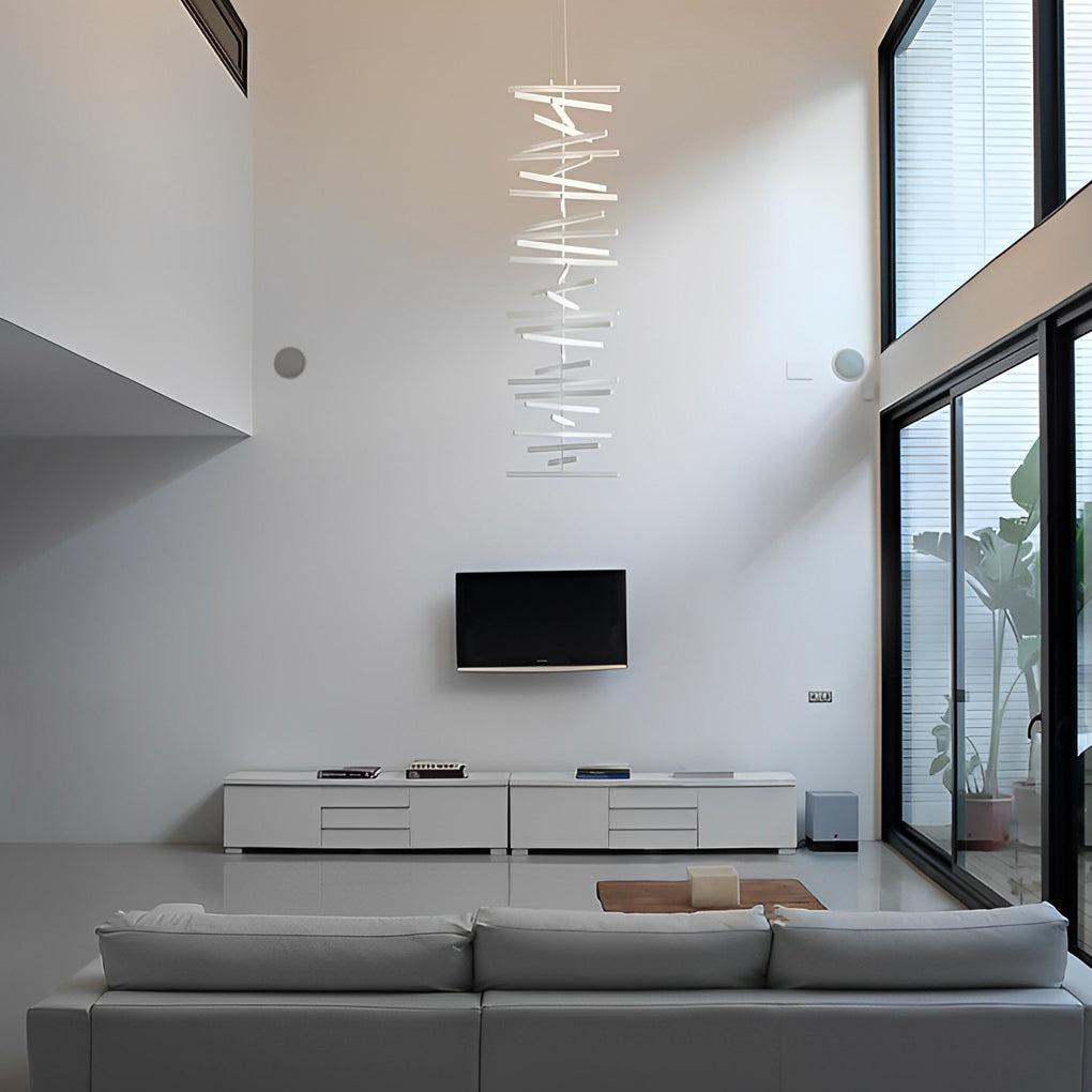Modern Fishbone Wave LED Chandelier with Dimmable Remote Control