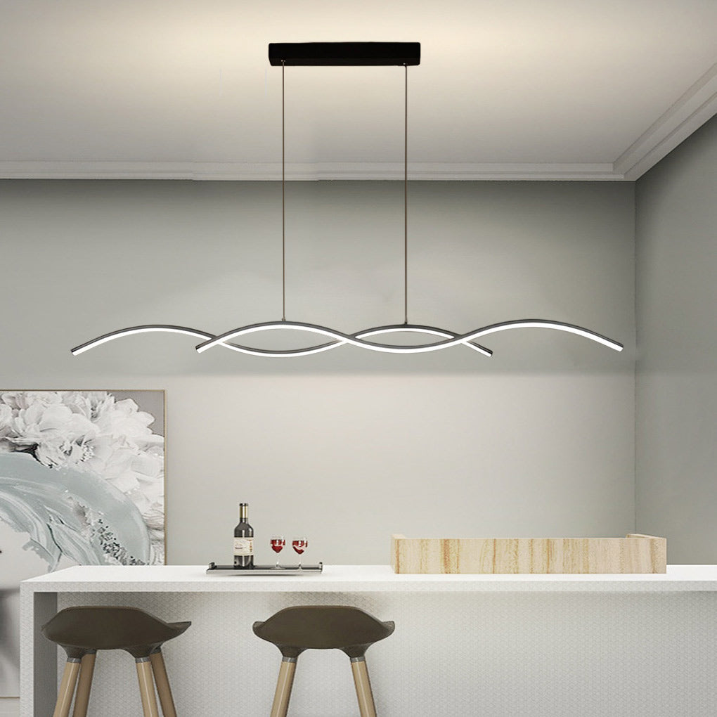 Modern Wave Pendant Light - Aluminum LED Dining Room Chandelier