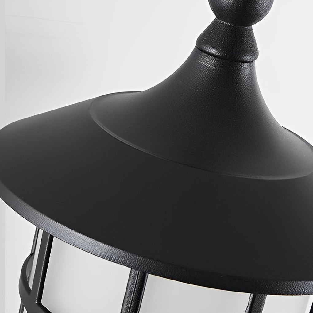 Modern Round Solar Wall Sconce - Black Aluminum & Glass Outdoor