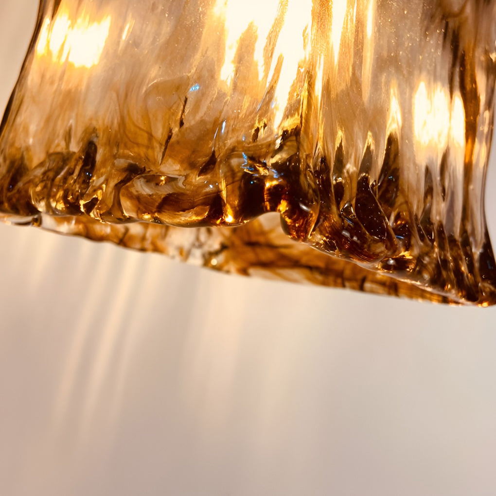 Modern Glass Pendant Light with Electroplated Metal Finish