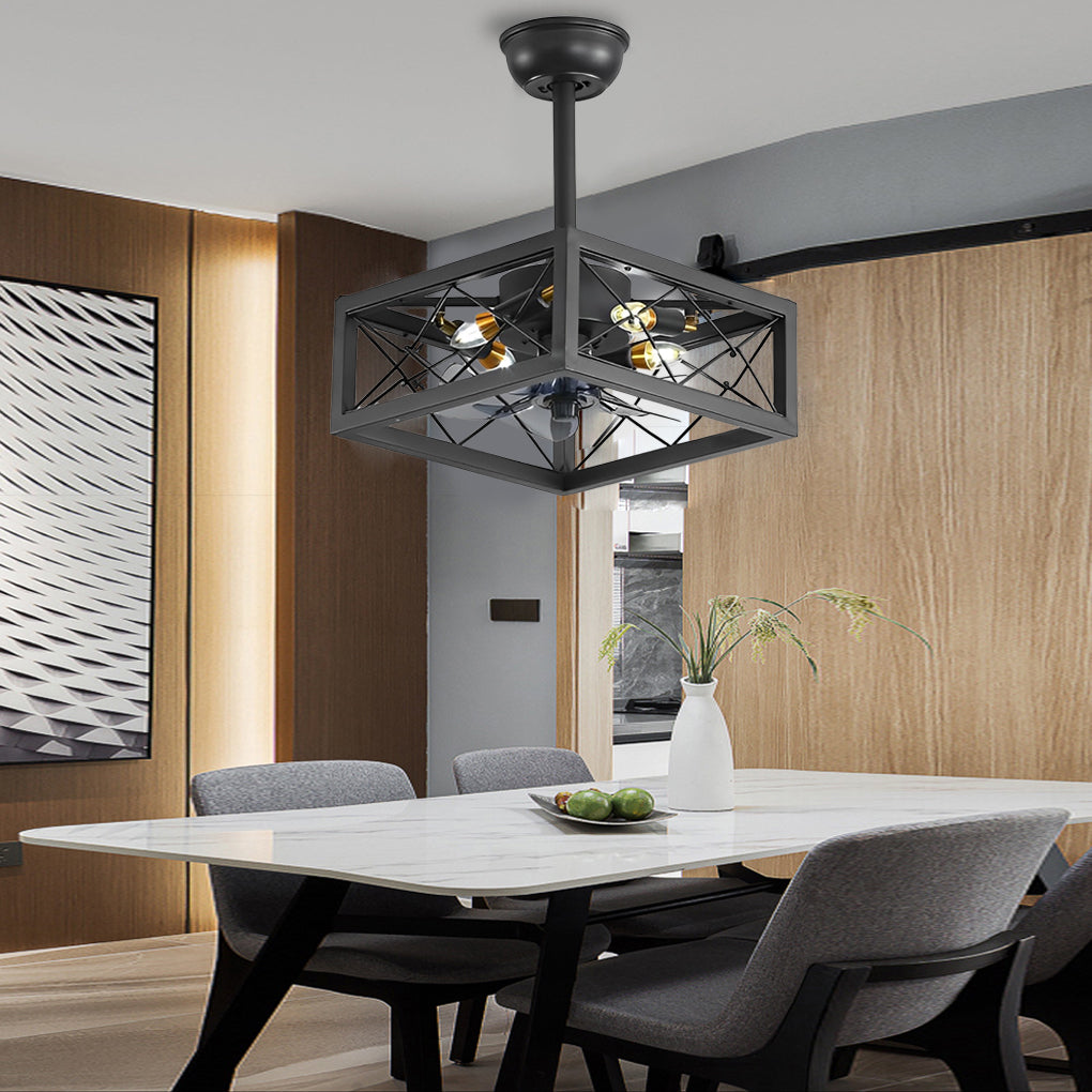 Retro Bladeless Ceiling Fan with Remote & Dimmable LED Light