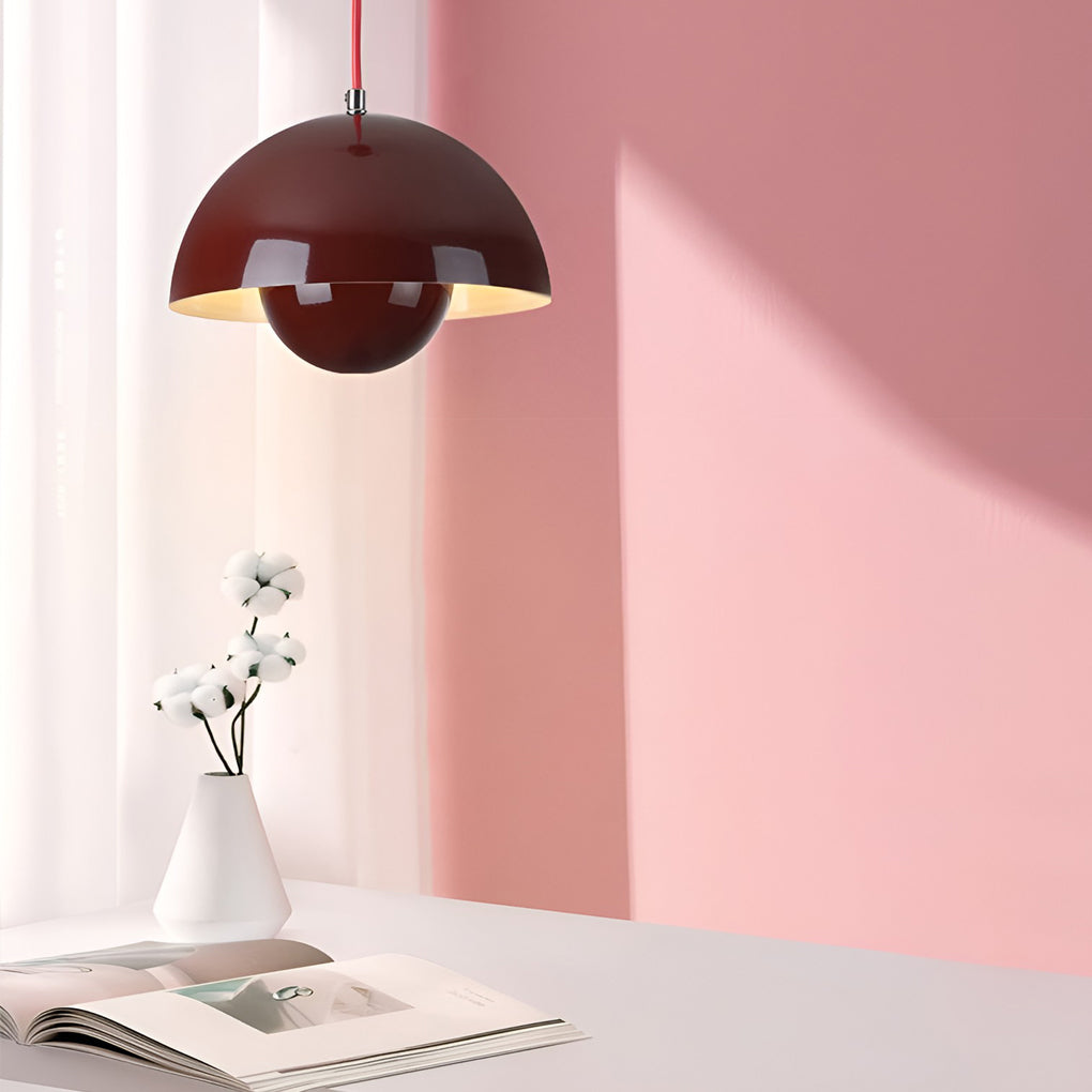 Mushroom Pendant Light – Metal Dome Shade with Warm Glow