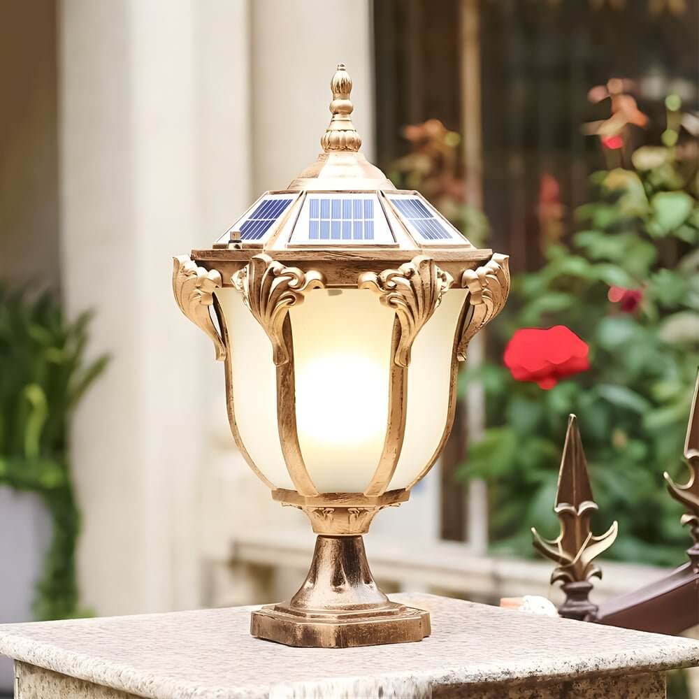 Solar LED Outdoor Pier Mount Post Light - Traditional Design