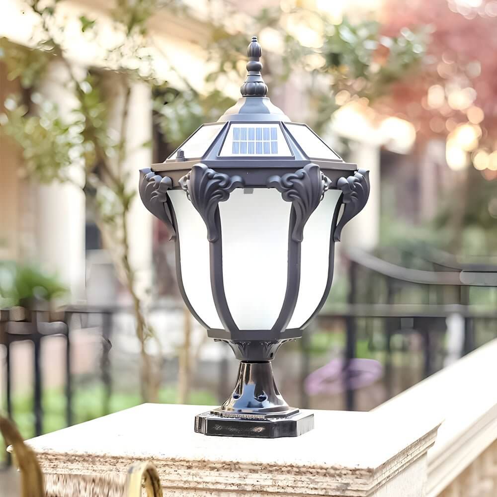 Solar LED Outdoor Pier Mount Post Light - Traditional Design