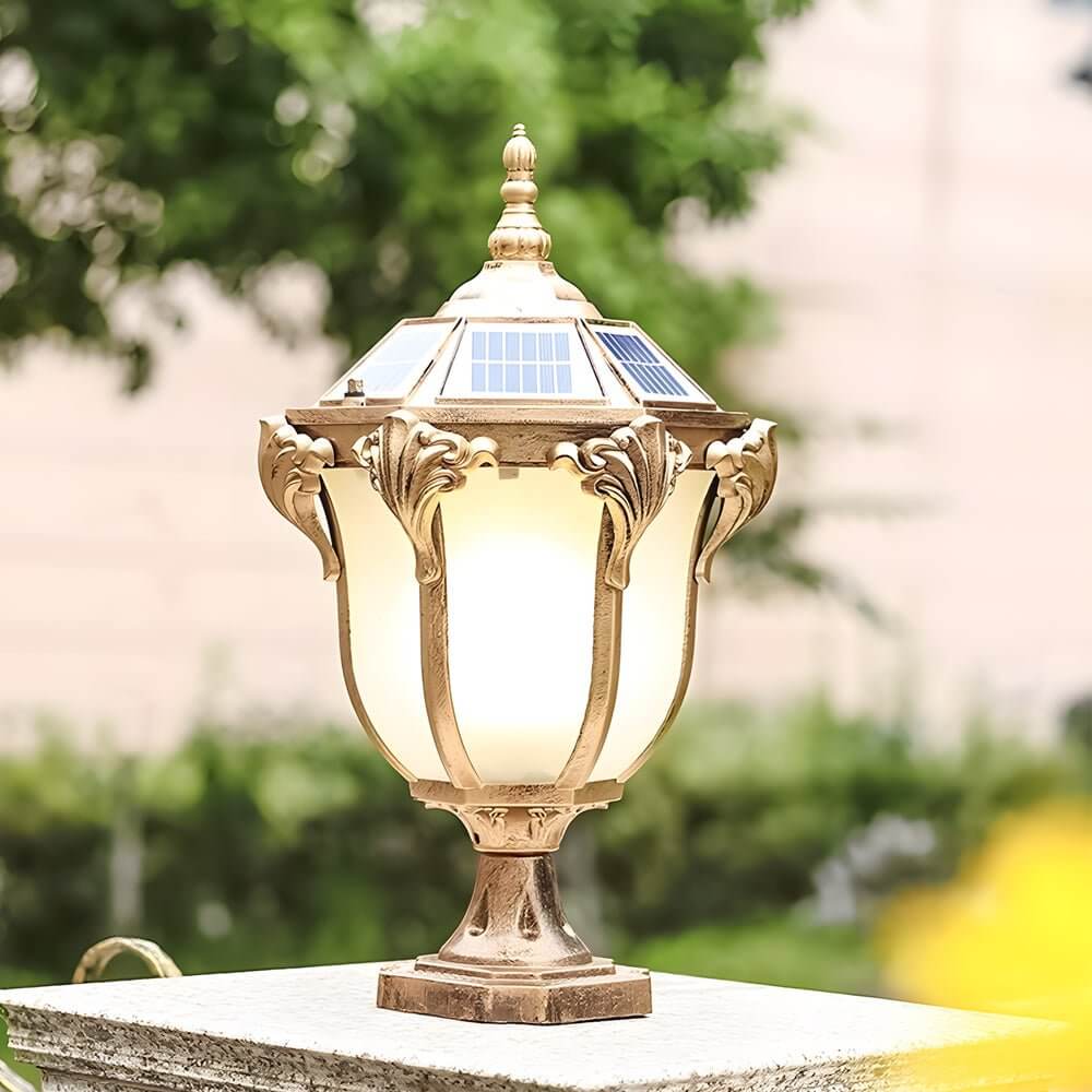 Solar LED Outdoor Pier Mount Post Light - Traditional Design