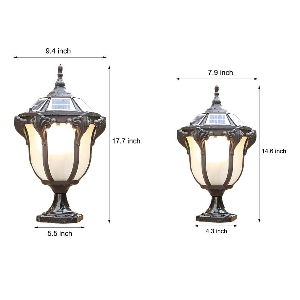 Solar LED Outdoor Pier Mount Post Light - Traditional Design