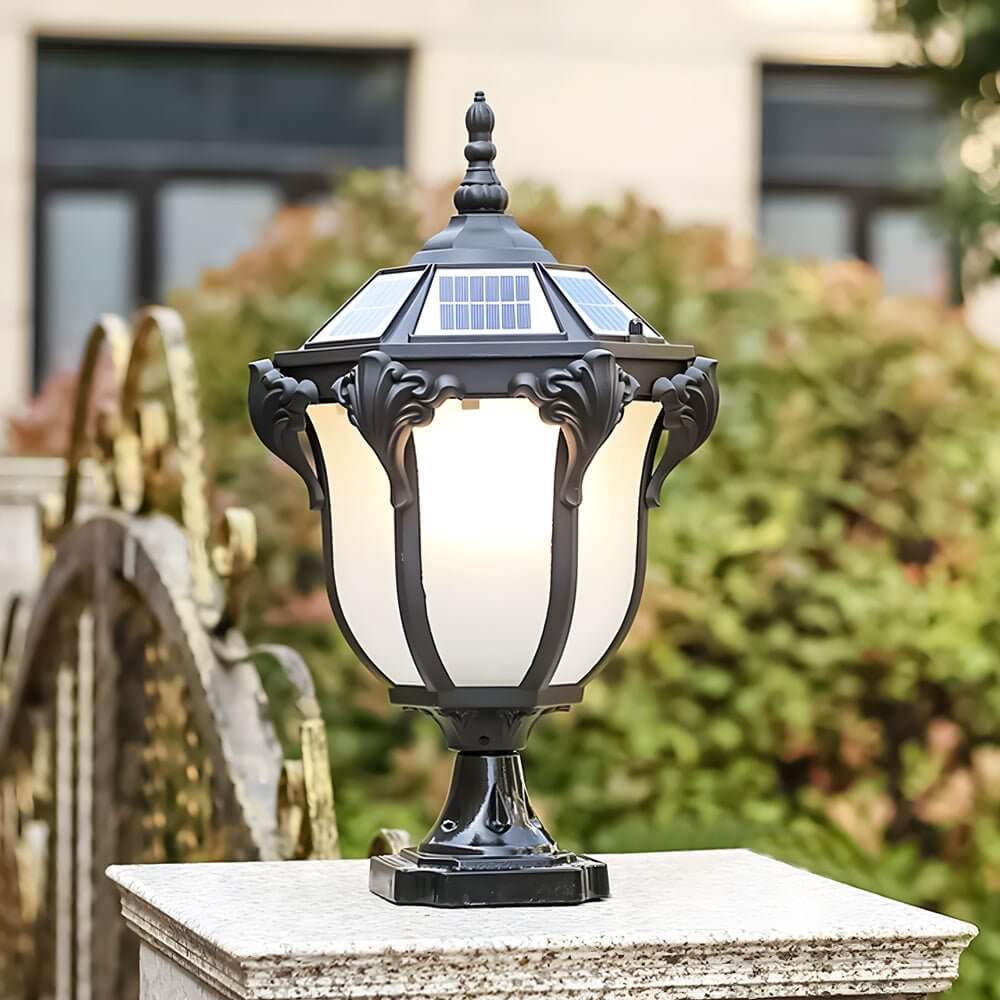 Solar LED Outdoor Pier Mount Post Light - Traditional Design