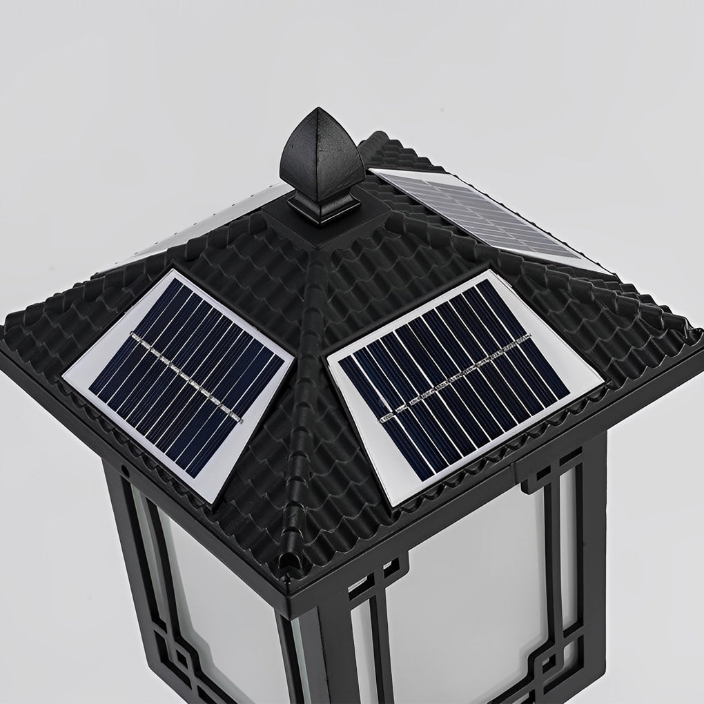 Solar LED Post Light with 3-Step Dimming | Aluminum & Glass