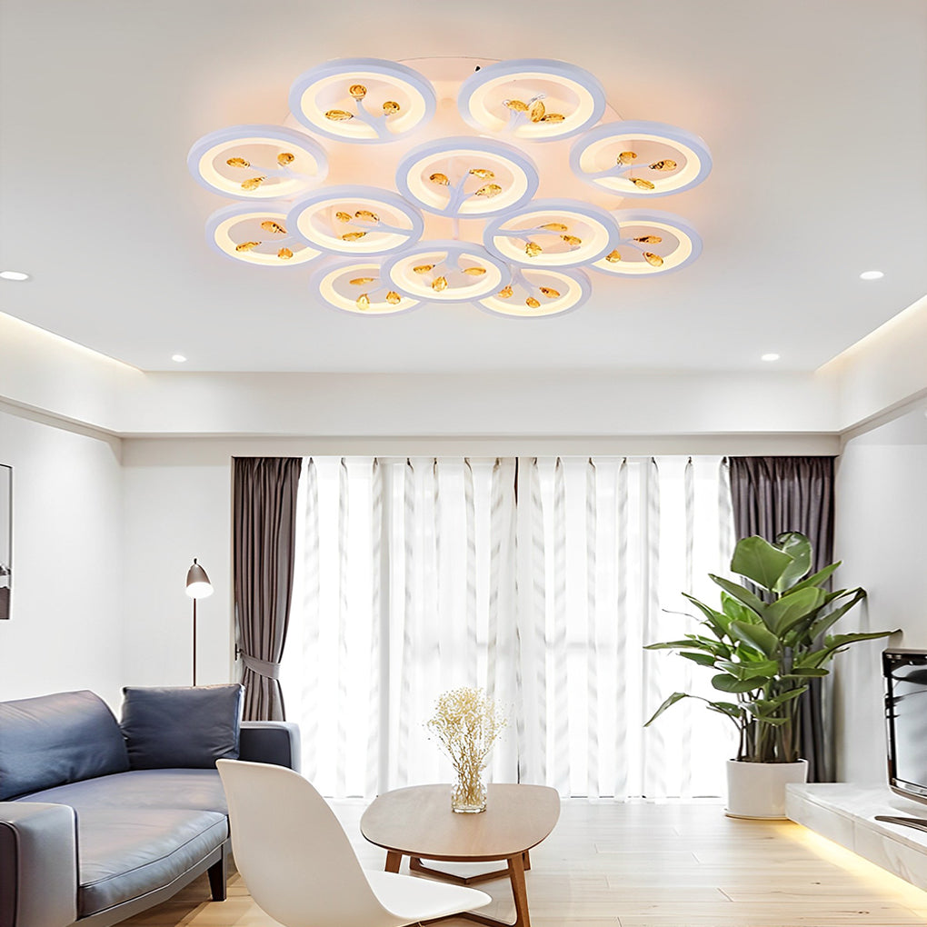 16-Light Flower Dimmable LED Flush Mount Ceiling Light White