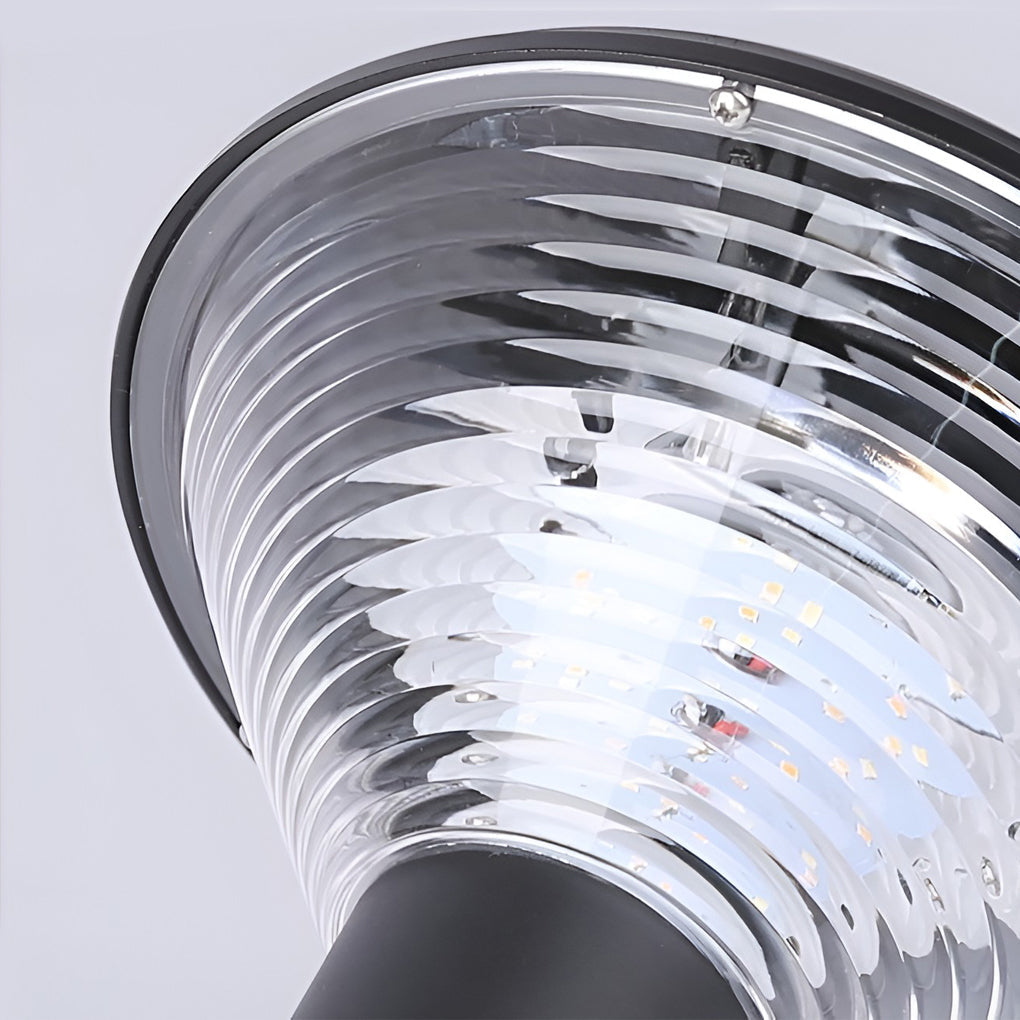 Solar LED Pathway Light Black Cylindrical Outdoor Landscape Lighting