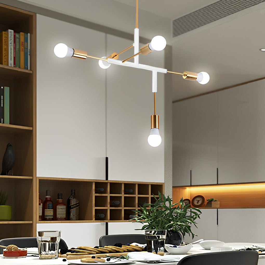 5-Light Branch Modern Chandelier – Electroplated Iron Ceiling Light